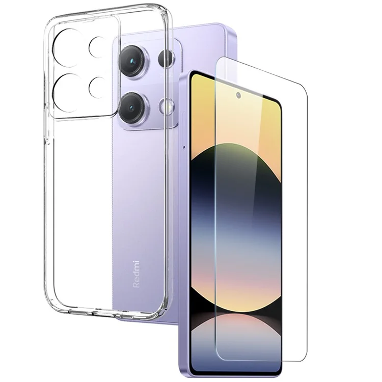 NORTHJO For Xiaomi Redmi Note 14S 4G Clear Case Soft TPU Phone Cover with Tempered Glass Screen Protector