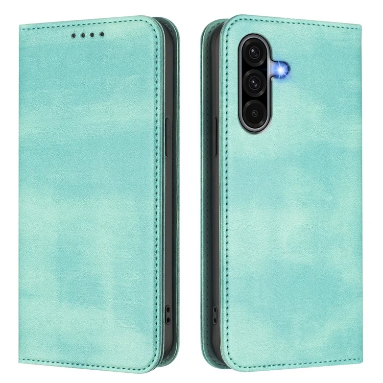 For Samsung Galaxy A56 5G Wallet Case Retro Texture RFID Blocking Leather Phone Cover - Mint Green