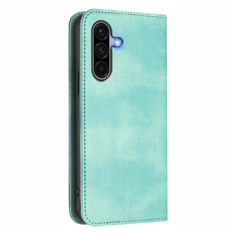 For Samsung Galaxy A56 5G Wallet Case Retro Texture RFID Blocking Leather Phone Cover - Mint Green