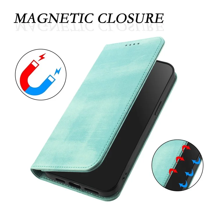For Samsung Galaxy A56 5G Wallet Case Retro Texture RFID Blocking Leather Phone Cover - Mint Green
