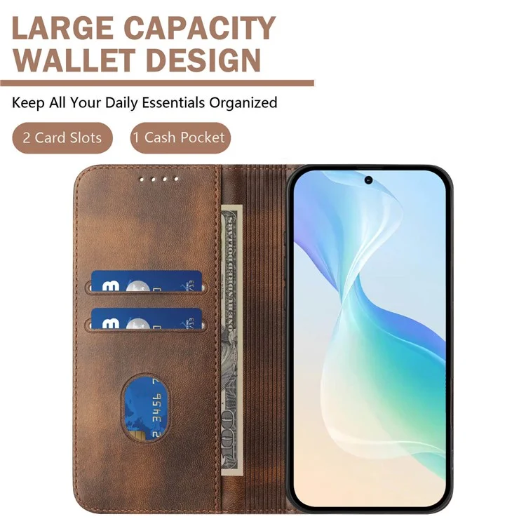 PT15 Для Samsung Galaxy A56 5G Кошелек-чехол Ретро Текстура RFID Блокировка Кожаный Чехол для Телефона - Коричневый
