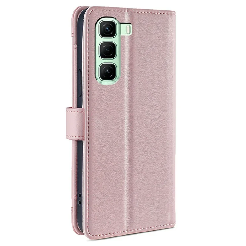 For Infinix Hot 50 4G Leather Case Zipper Pocket Wallet Phone Cover with 2 Straps - Pink