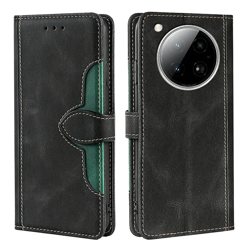 For Infinix Zero 40 4G Case Leather Wallet Phone Cover with Straw Hat Magnetic Clasp - Black