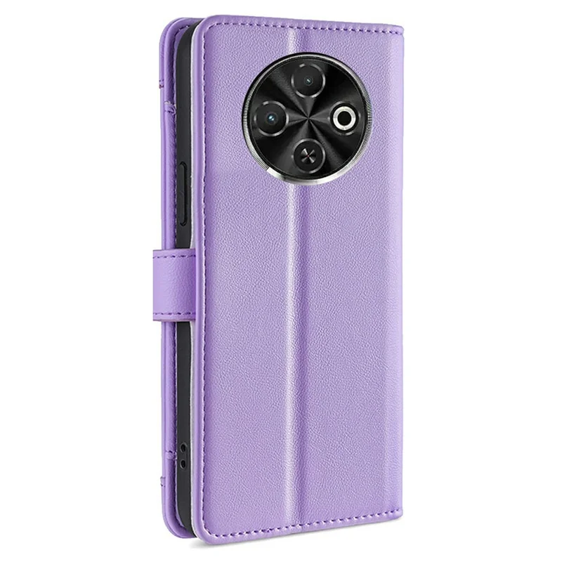 For TECNO Spark 30C 4G Leather Case Zipper Pocket Wallet Phone Cover with 2 Straps - Purple