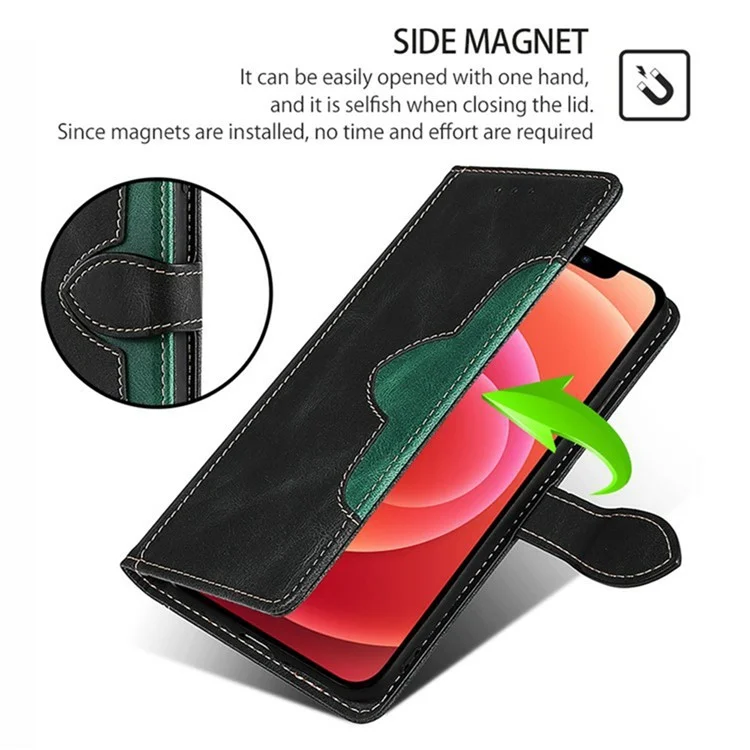 Capa de Couro para Xiaomi Redmi 14C 4G / 14R 5G / Poco C75 4G / Redmi A4 5G Carteira Capa de Telefone com Fivela Magnética de Chapéu de Palha - Preto