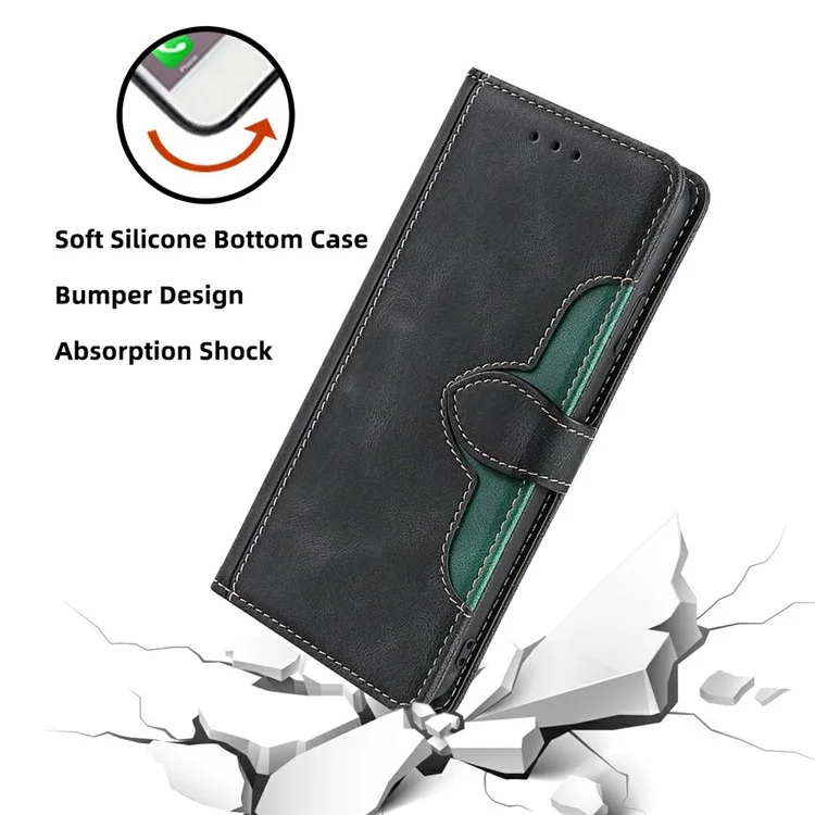 Capa de Couro para Xiaomi Redmi 14C 4G / 14R 5G / Poco C75 4G / Redmi A4 5G Carteira Capa de Telefone com Fivela Magnética de Chapéu de Palha - Preto
