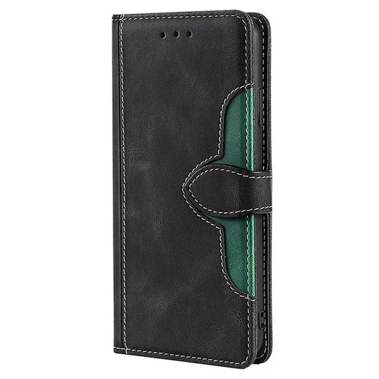 Capa de Couro para Xiaomi Redmi 14C 4G / 14R 5G / Poco C75 4G / Redmi A4 5G Carteira Capa de Telefone com Fivela Magnética de Chapéu de Palha - Preto