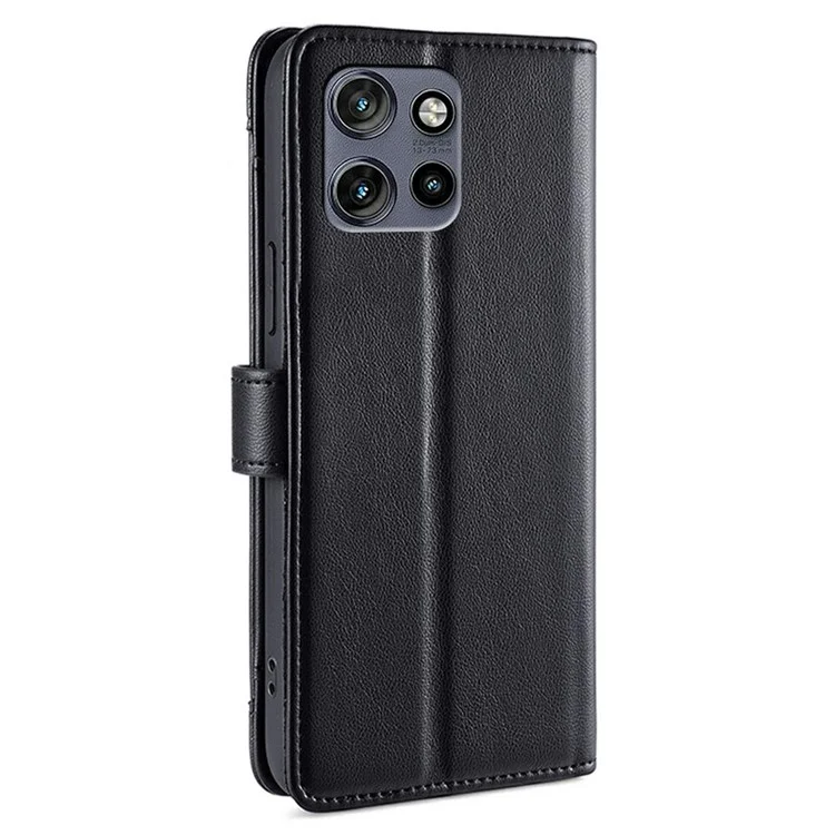 Pour Motorola Edge 50 Neo 5G Étui en Cuir avec Pochette à Fermeture Éclair et Porte-Cartes, Housse de Téléphone avec 2 Sangles - Noir