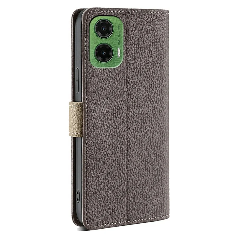 For Motorola Moto G35 5G Case Mirror Wallet Leather Phone Cover with Chain Shoulder Strap - Grey
