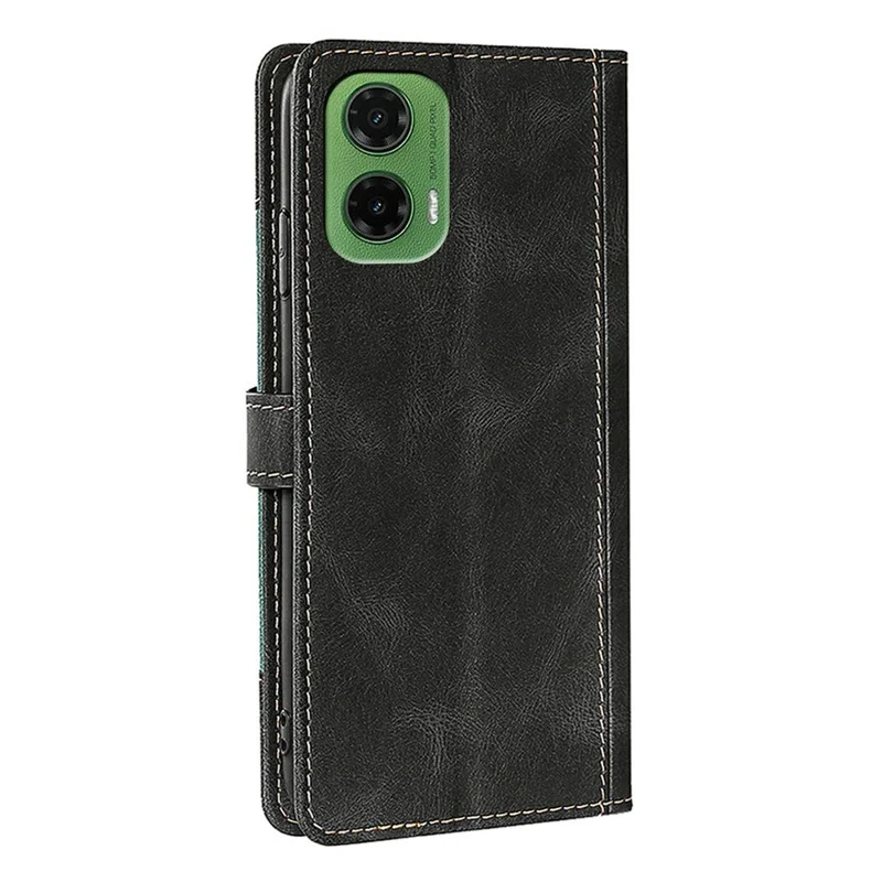 Cover a portafoglio in pelle per Motorola Moto G35 5G con chiusura magnetica a forma di cappello di paglia - Nero