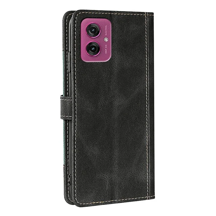 Capa de Couro para Motorola Moto G55 5G com Carteira para Celular, Fecho Magnético e Detalhe de Chapéu de Palha - Preto