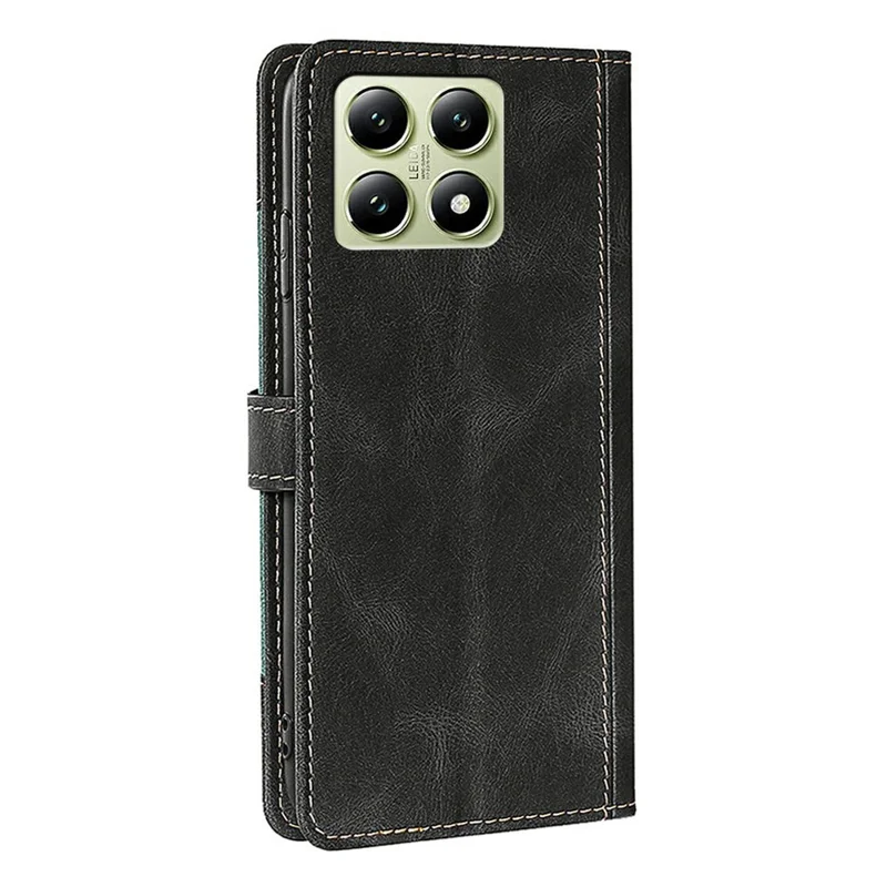 For Xiaomi 14T Case Leather Wallet Phone Cover with Straw Hat Magnetic Clasp - Black