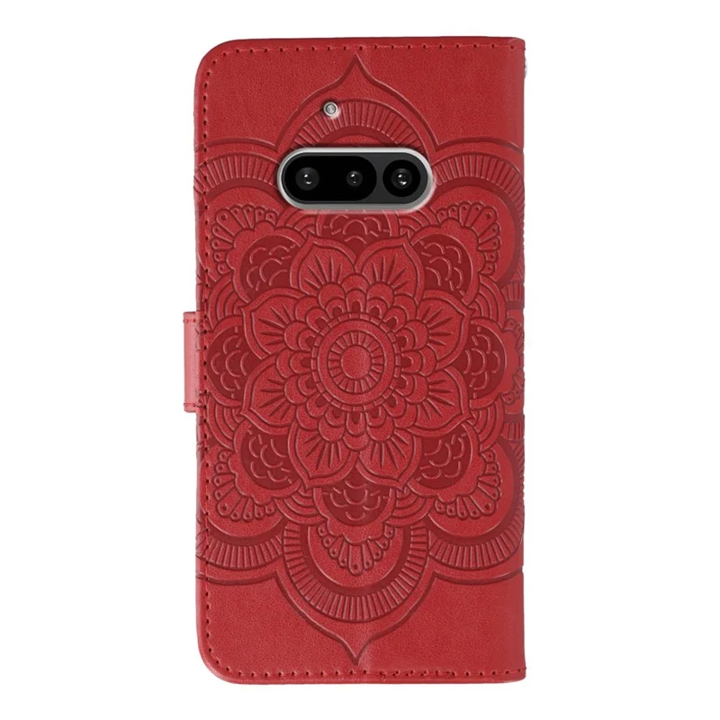 For Nothing Phone (3a) Case PU Leather Mandala Imprinted Design Wallet Phone Cover - Red