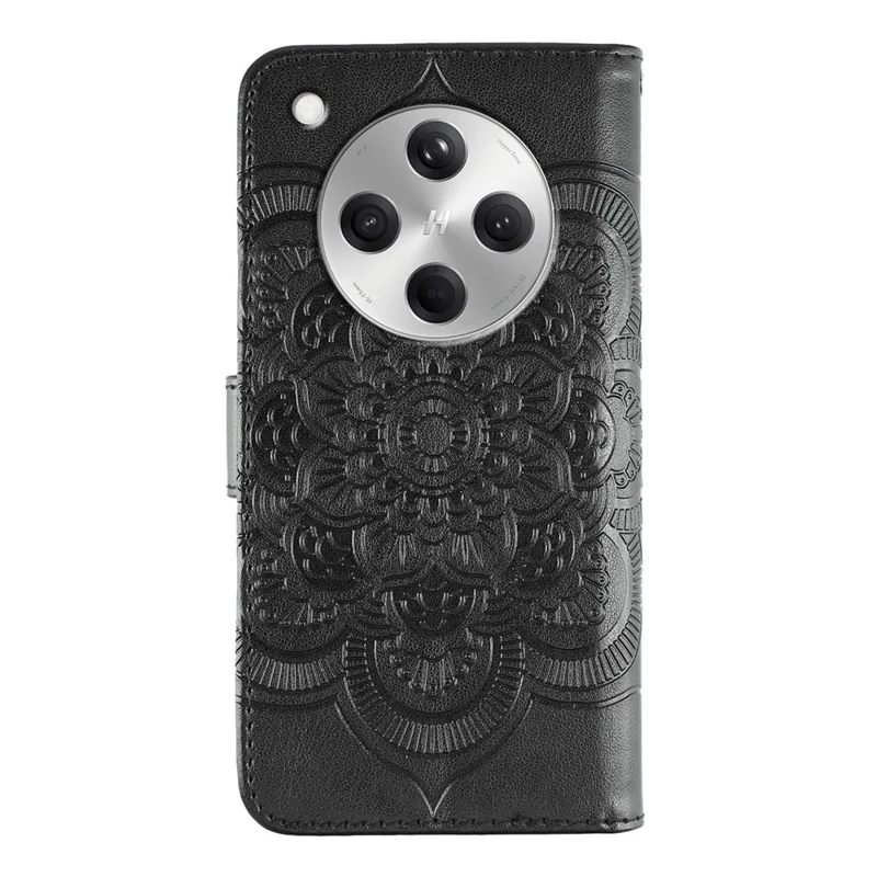For Oppo Find X8 5G Case PU Leather Mandala Imprinted Design Wallet Phone Cover - Black