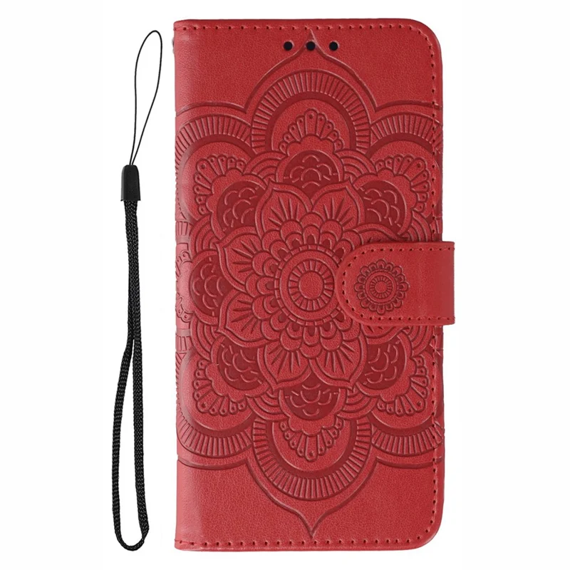 Phone Case For Honor Magic6 Lite 5G / X50 5G / X50 GT 5G / X50 Pro 5G / X9b 5G PU Leather Mandala Imprinted Design Wallet Cover - Red