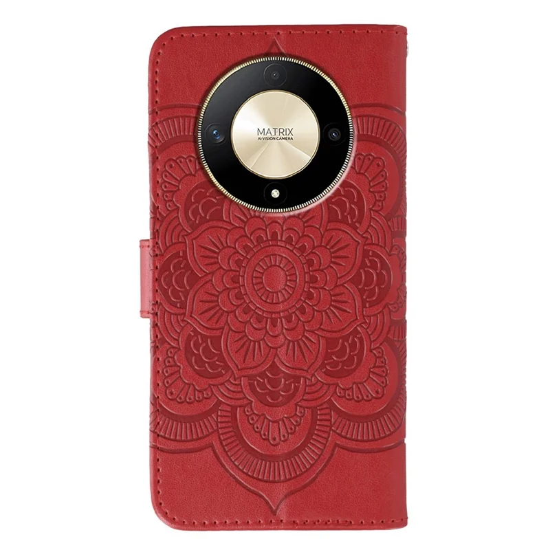 Phone Case For Honor Magic6 Lite 5G / X50 5G / X50 GT 5G / X50 Pro 5G / X9b 5G PU Leather Mandala Imprinted Design Wallet Cover - Red
