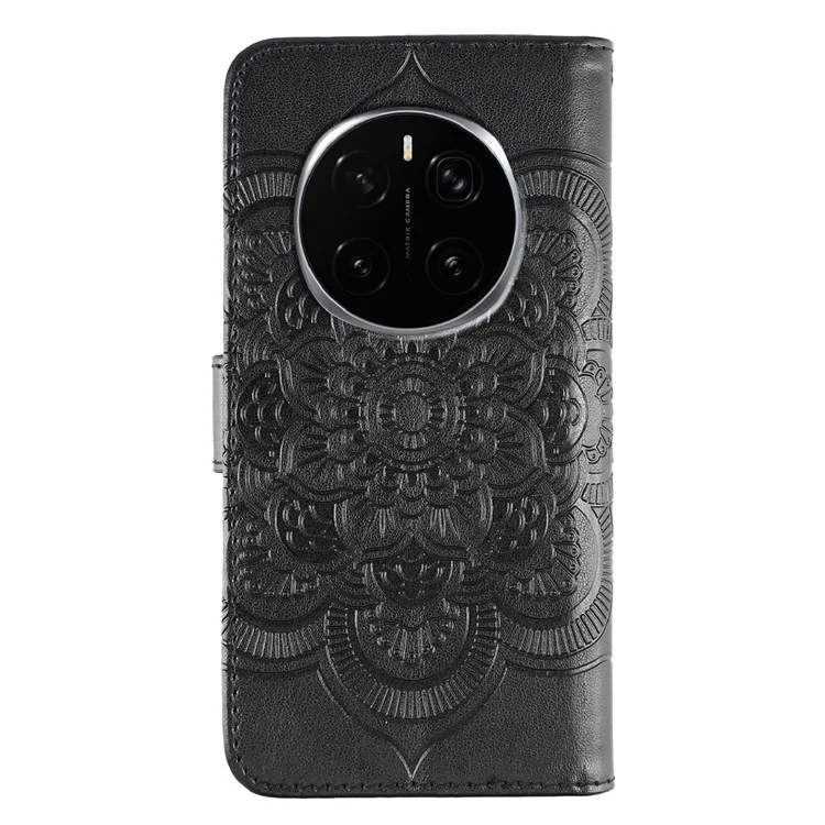 For Honor Magic7 Pro 5G Case PU Leather Mandala Imprinted Design Wallet Phone Cover - Red