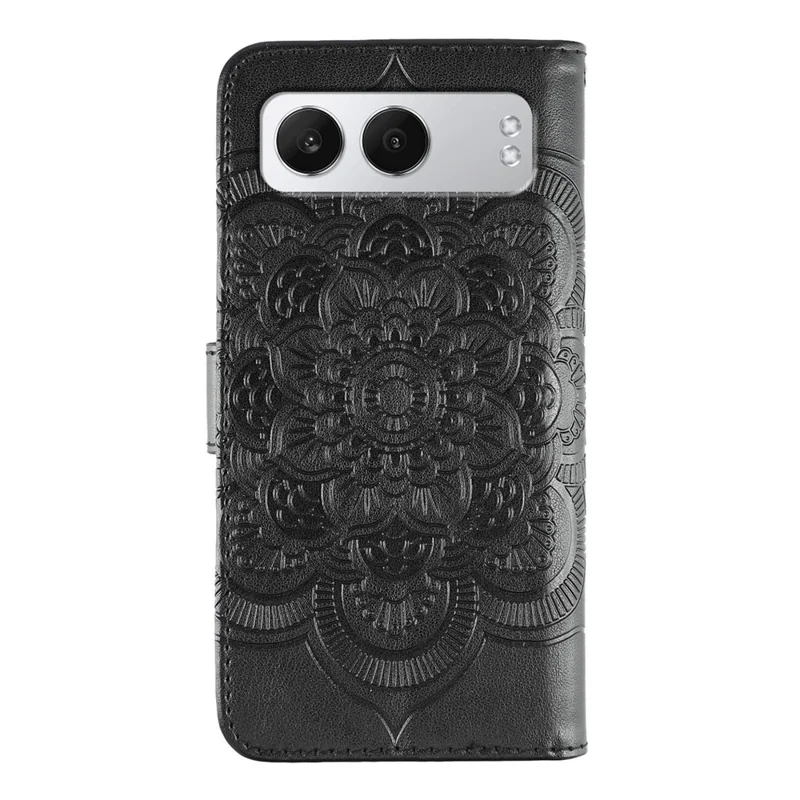 For OnePlus Nord 4 Case PU Leather Mandala Imprinted Design Wallet Phone Cover - Black