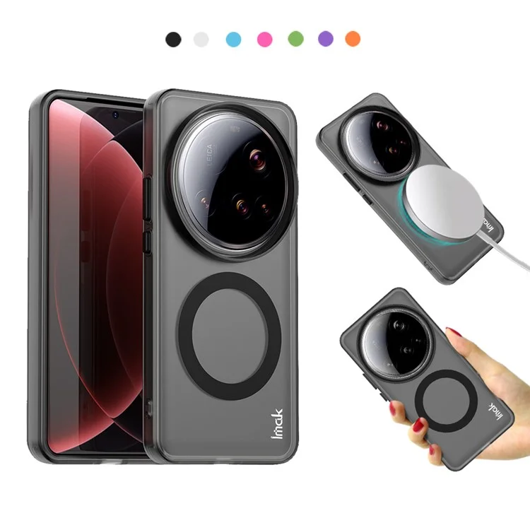 IMAK Para Xiaomi 15 Ultra Funda Compatible con MagSafe Color de Caramelo Anti Caída TPU + Cubierta Trasera PET - Negro