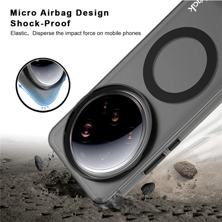 IMAK Para Xiaomi 15 Ultra Funda Compatible con MagSafe Color de Caramelo Anti Caída TPU + Cubierta Trasera PET - Negro