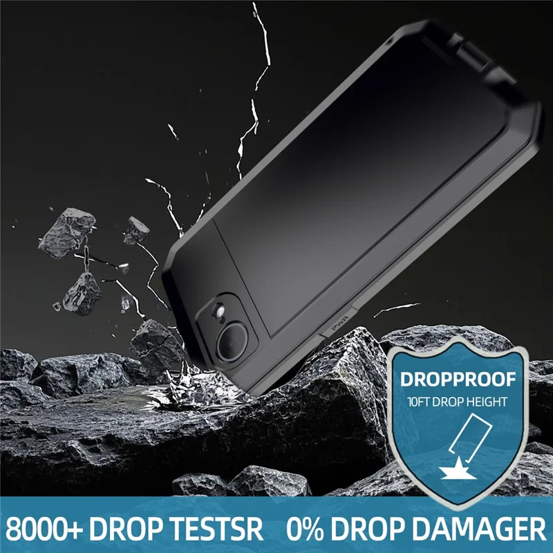 For iPhone 16e Case Silicone + Metal Anti-Drop Phone Cover with Tempered Glass Film - Black