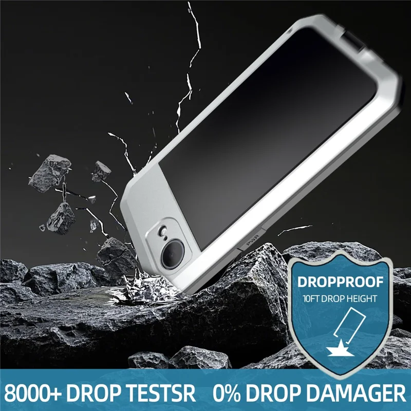 For iPhone 17e / 16e Case Silicone + Metal Anti-Drop Phone Cover with Tempered Glass Film - Silver