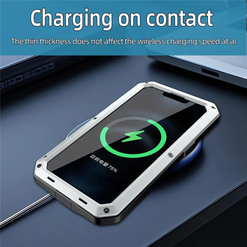 For iPhone 17e / 16e Case Silicone + Metal Anti-Drop Phone Cover with Tempered Glass Film - Silver