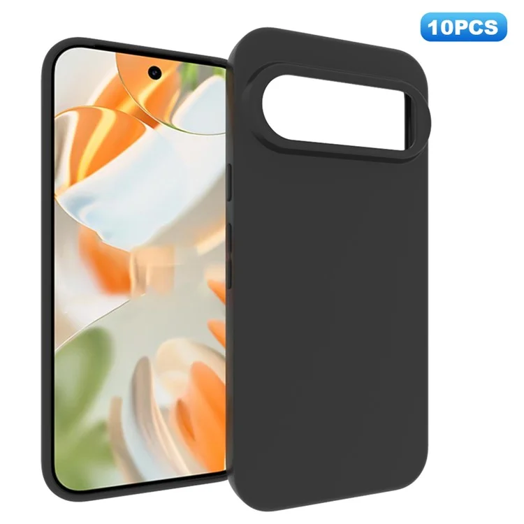 Pack de 10 Fundas Negras Antihuella para Google Pixel 10, Carcasa Protectora de TPU Suave