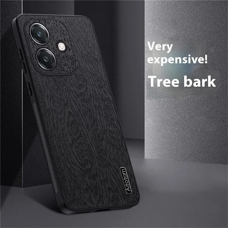 Чехол для Oppo A5 Pro 4G с текстурой дерева, из искусственной кожи с ПК и ТПУ - Черный
