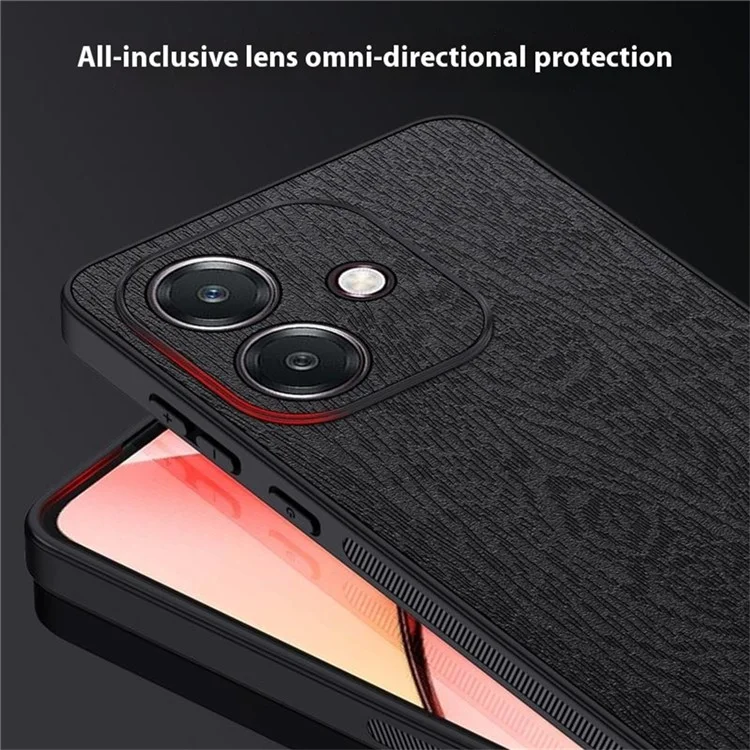 Чехол для Oppo A5 Pro 4G с текстурой дерева, из искусственной кожи с ПК и ТПУ - Черный