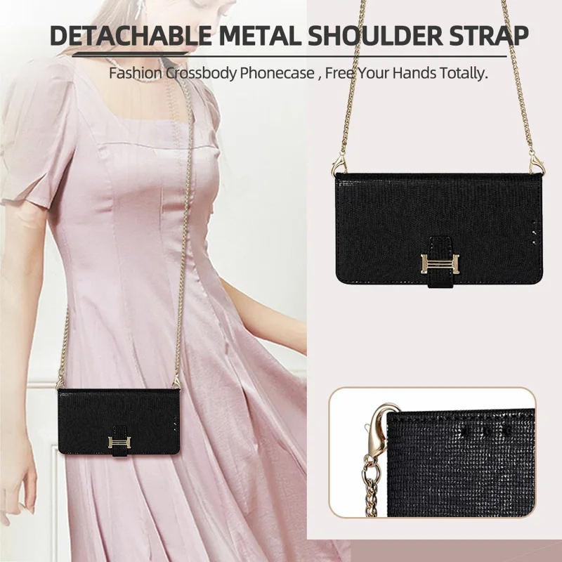 For Motorola Moto G35 5G Case Wallet Sequins Leather Crossbody Phone Cover - Black