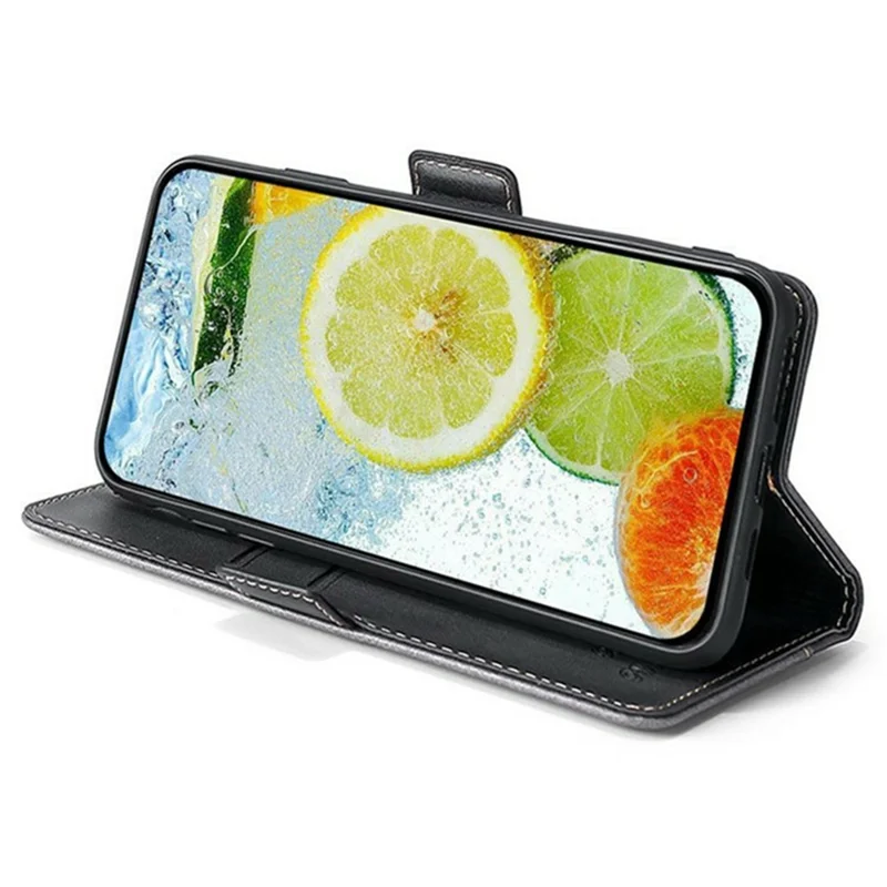 For Motorola Moto G35 5G Case Contrast Color Wallet Leather Phone Cover - Black + Grey