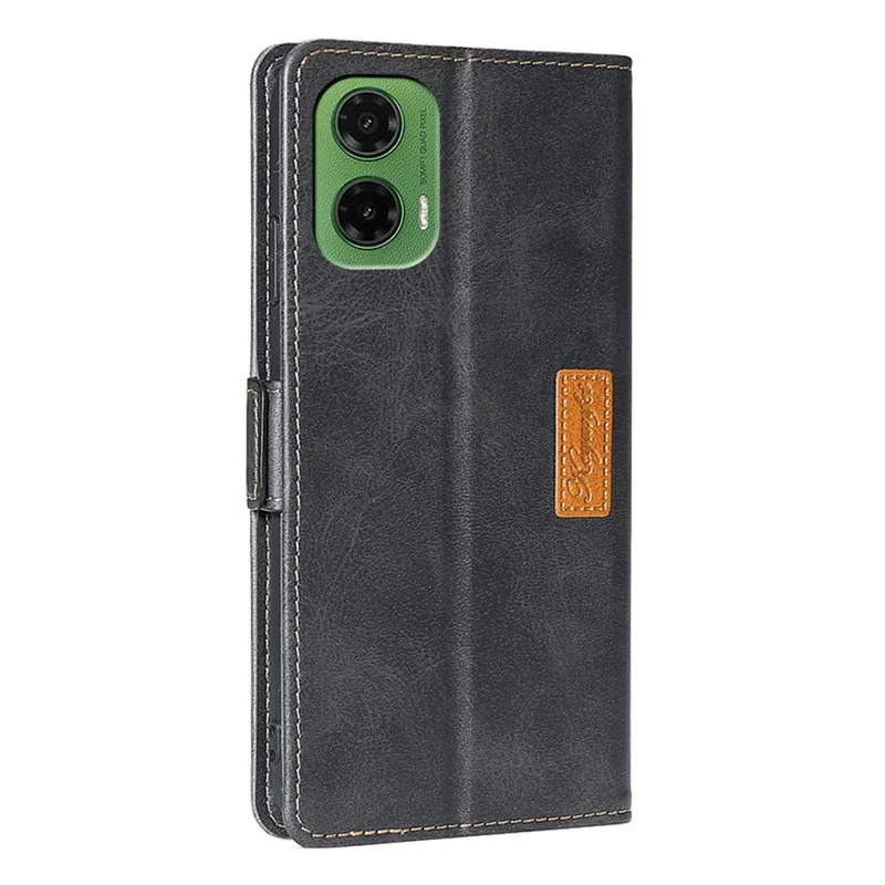 For Motorola Moto G35 5G Case Contrast Color Wallet Leather Phone Cover - Black + Grey
