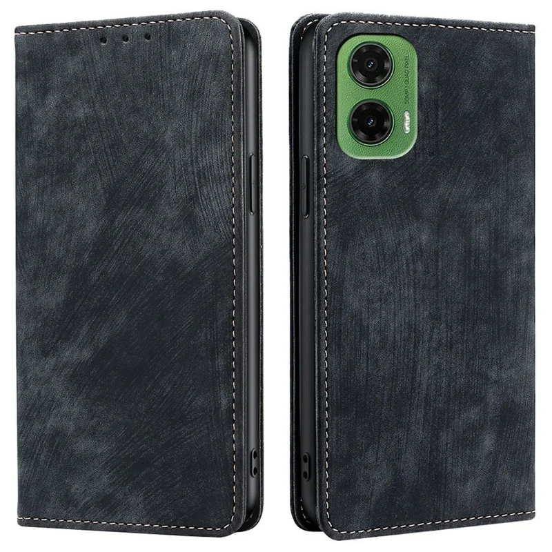For Motorola Moto G35 5G Case RFID Blocking Wallet Leather Phone Cover - Black