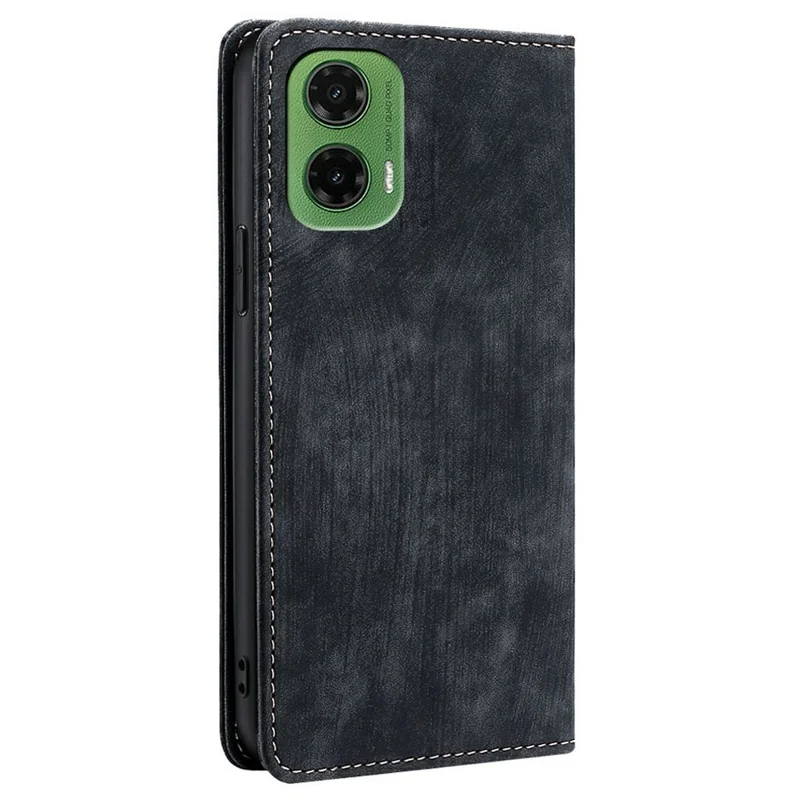 For Motorola Moto G35 5G Case RFID Blocking Wallet Leather Phone Cover - Black