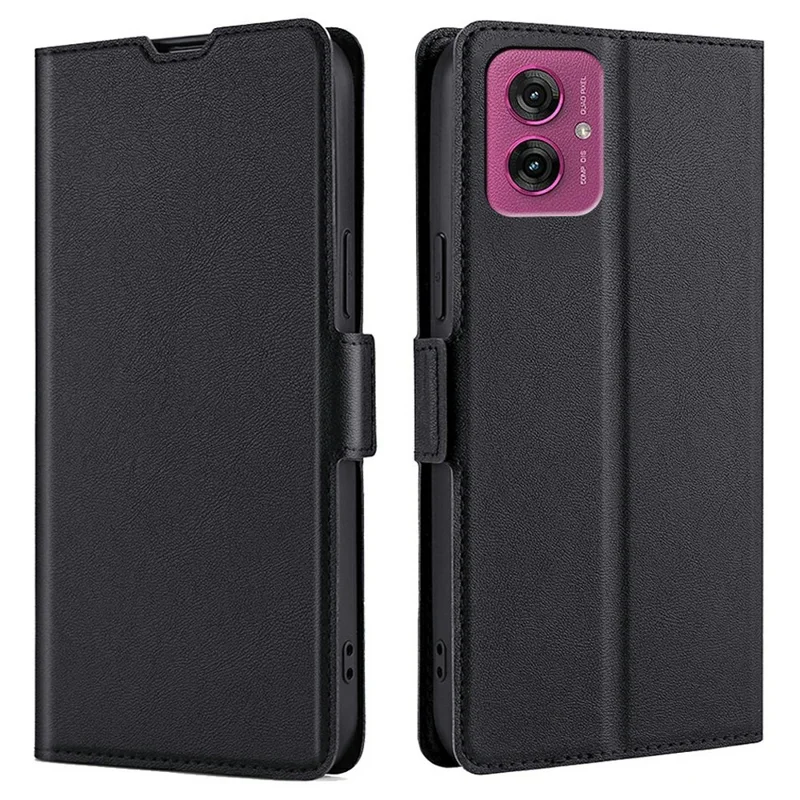 For Motorola Moto G55 5G Case Card Holder PU Leather Phone Cover - Black