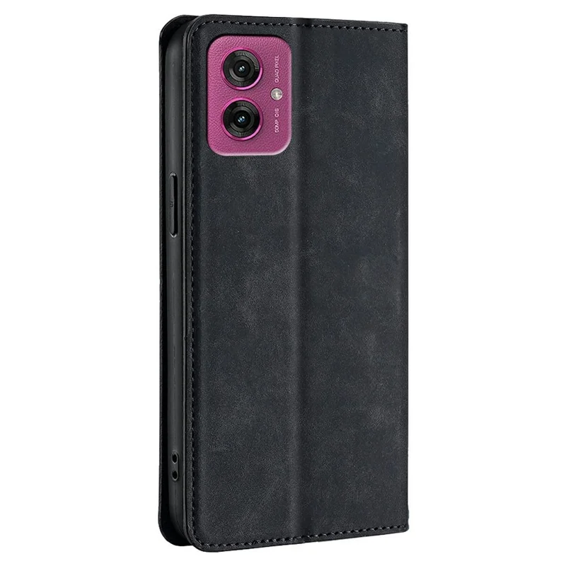 For Motorola Moto G55 5G Case Card Holder PU Leather Magnetic Closing Phone Cover - Black