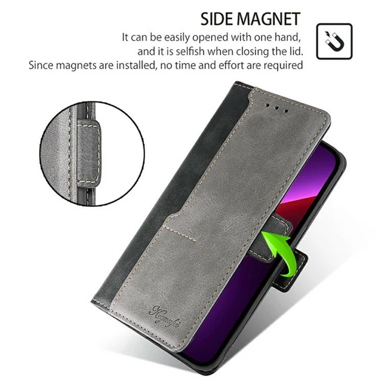 Étui de téléphone pour Motorola Edge 50 Neo 5G / Moto S50 5G / ThinkPhone 25 5G Portefeuille Bicolore en Cuir - Noir + Gris