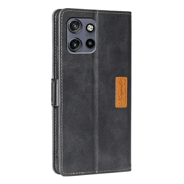 Étui de téléphone pour Motorola Edge 50 Neo 5G / Moto S50 5G / ThinkPhone 25 5G Portefeuille Bicolore en Cuir - Noir + Gris