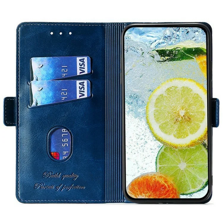 Phone Case For Motorola Edge 50 Neo 5G / Moto S50 5G / ThinkPhone 25 5G Contrast Color Wallet Leather Cover - Blue + Grey