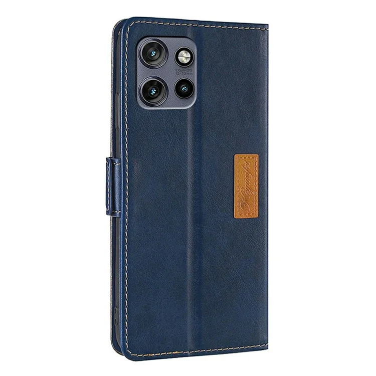 Phone Case For Motorola Edge 50 Neo 5G / Moto S50 5G / ThinkPhone 25 5G Contrast Color Wallet Leather Cover - Blue + Grey