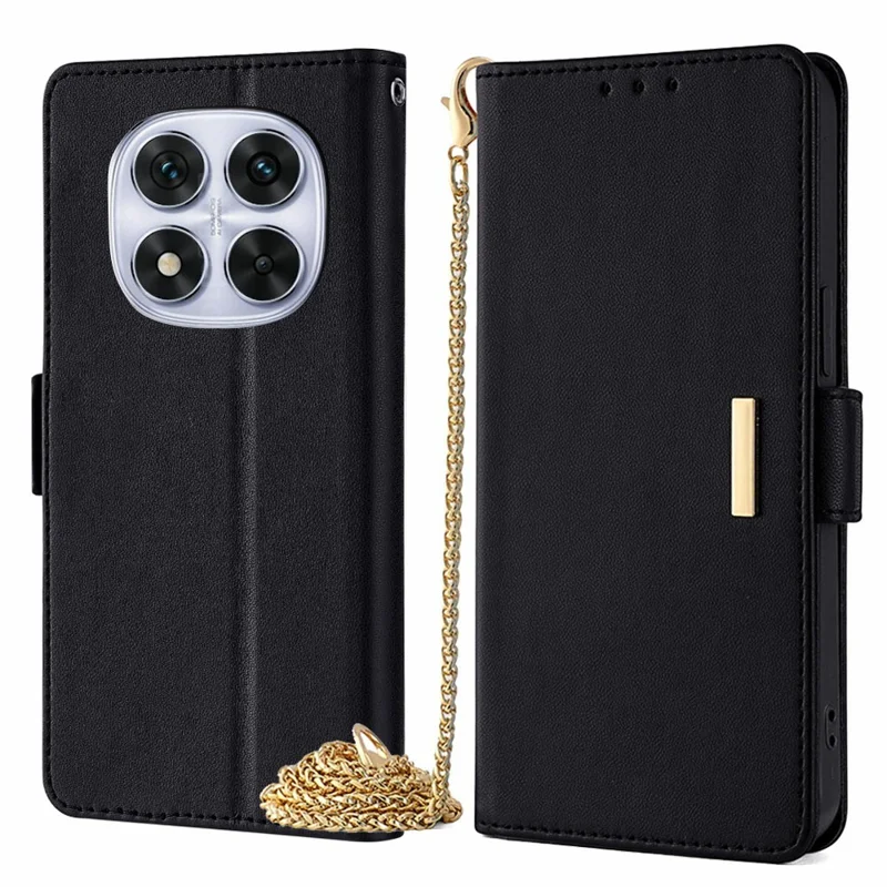 Phone Case For Xiaomi Redmi Note 14 Pro 5G / Note 14 Pro+ 5G / Poco X7 5G PU Leather Wallet Stand Cover with Crossbody Shoulder Strap - Black