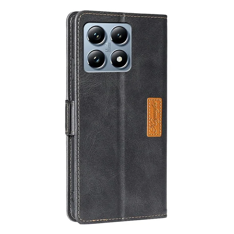 For Xiaomi 14T Pro Case Contrast Color Wallet Leather Phone Cover - Black + Grey