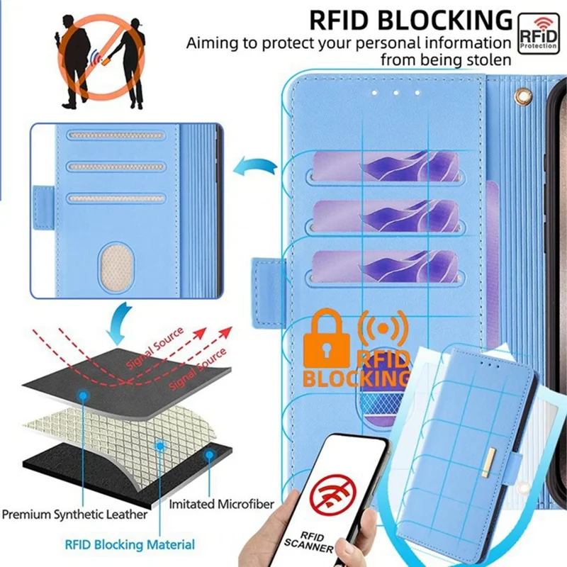 For Xiaomi 14T Pro Case PU Leather Wallet Stand Phone Cover with Crossbody Shoulder Strap - Blue