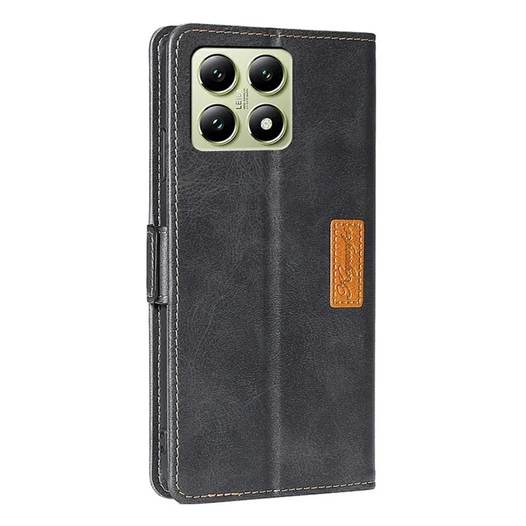 For Xiaomi 14T Case Contrast Color Wallet Leather Phone Cover - Black + Grey