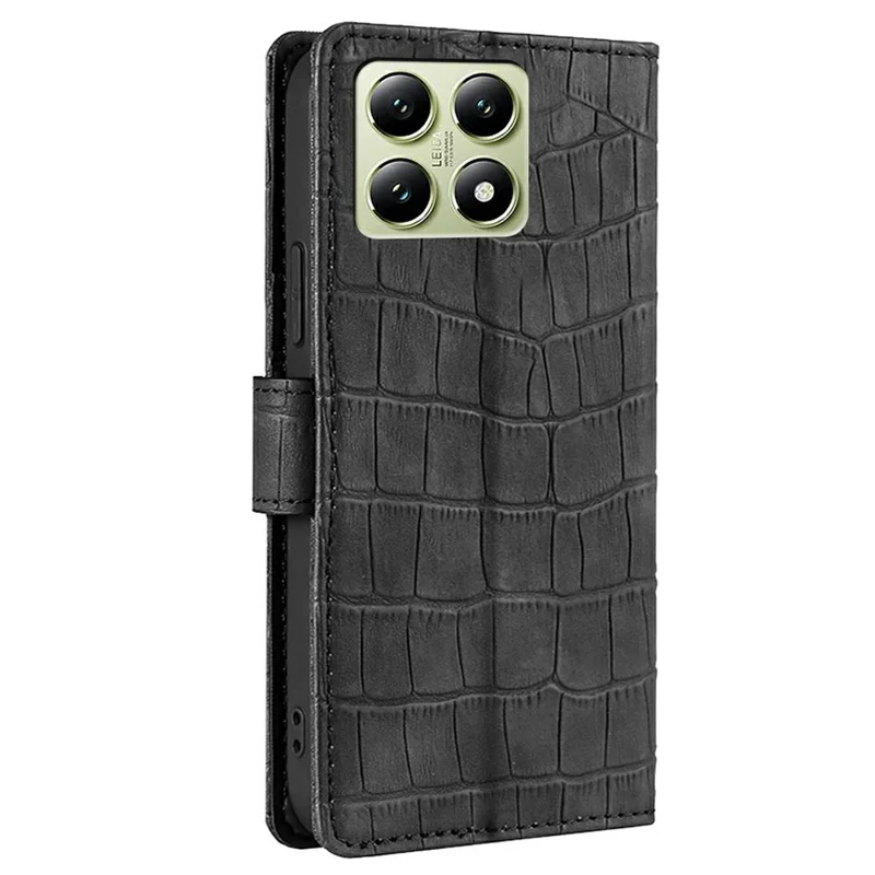 Cover per Xiaomi 14T in Pelle PU con Texture di Coccodrillo - Nero