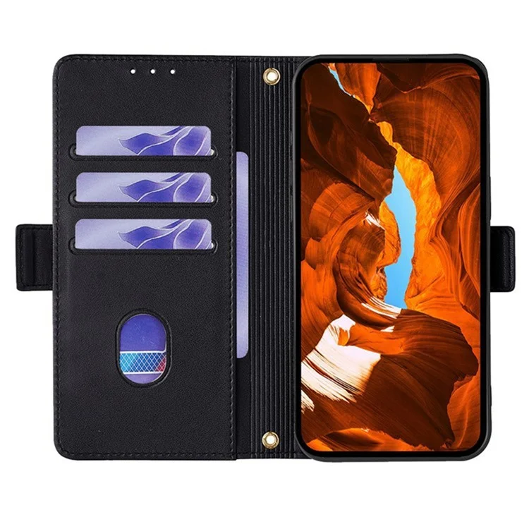 Capa de Celular para Xiaomi Redmi 14C 4G / 14R 5G / A4 5G / Poco C75 4G em Couro Sintético com Carteira, Suporte e Alça Transversal - Preto