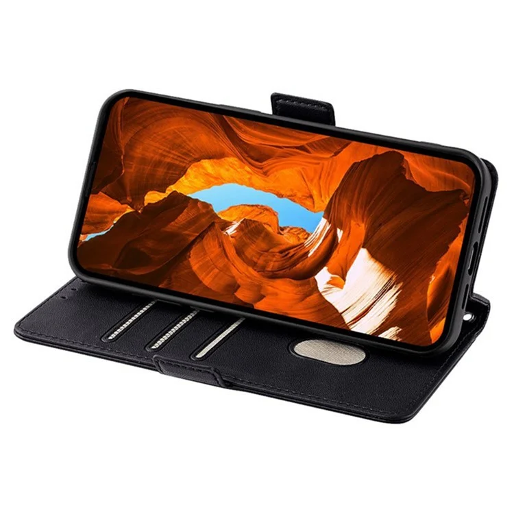 Capa de Celular para Xiaomi Redmi 14C 4G / 14R 5G / A4 5G / Poco C75 4G em Couro Sintético com Carteira, Suporte e Alça Transversal - Preto