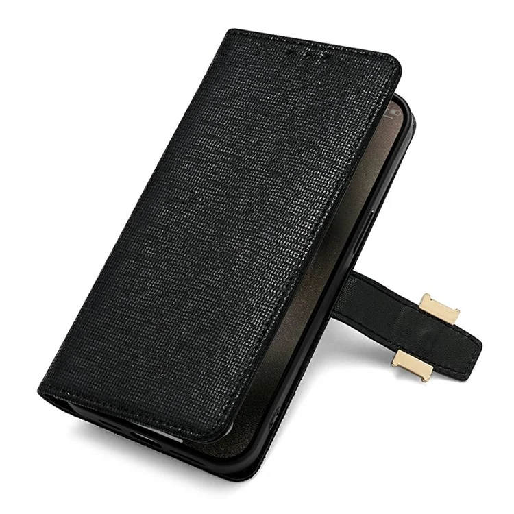 Capa de Celular Para Xiaomi Redmi 14C 4G / 14R 5G / A4 5G / Poco C75 4G Carteira com Lantejoulas Capa de Couro Transversal - Preto