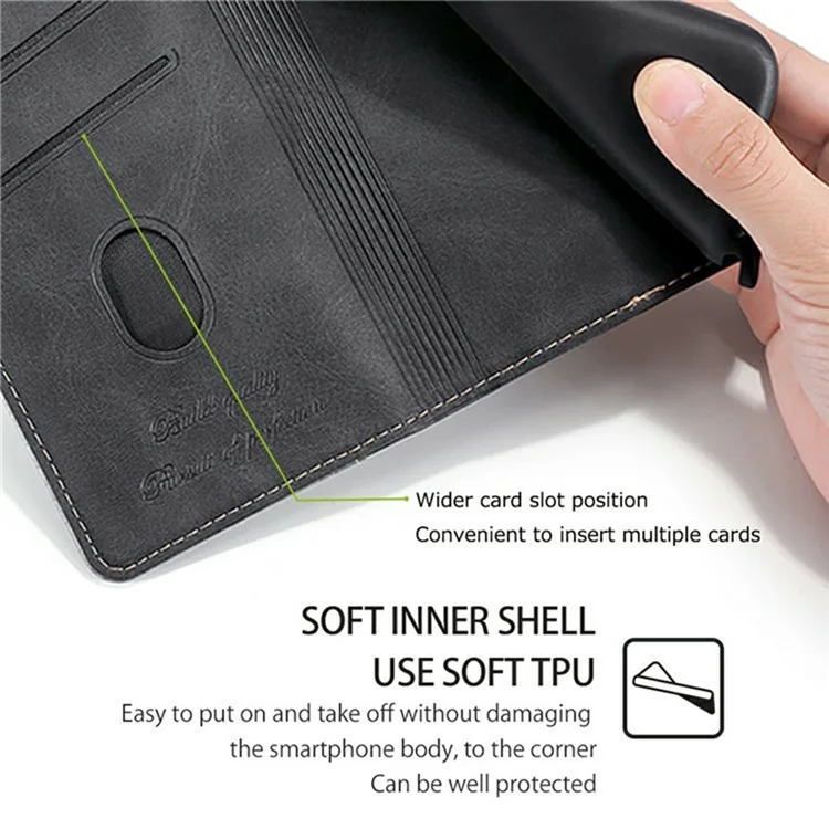 Capa de Celular Para Xiaomi Redmi 14C 4G / 14R 5G / A4 5G / Poco C75 4G Carteira de Cores em Contraste em Couro - Preto + Cinza